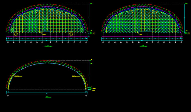 广州跨度110米，拱高35_7米煤棚网架